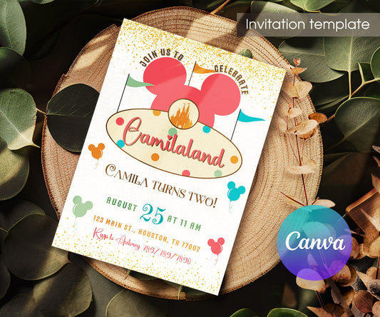 Disneyland customizable invitation template | Share or Print | girl | AT803