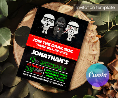 Star Wars Darth Vader customizable invitation template | Share or Print | boy | ZA035