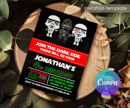 Star Wars Darth Vader customizable invitation template | Share or Print | boy | ZA035