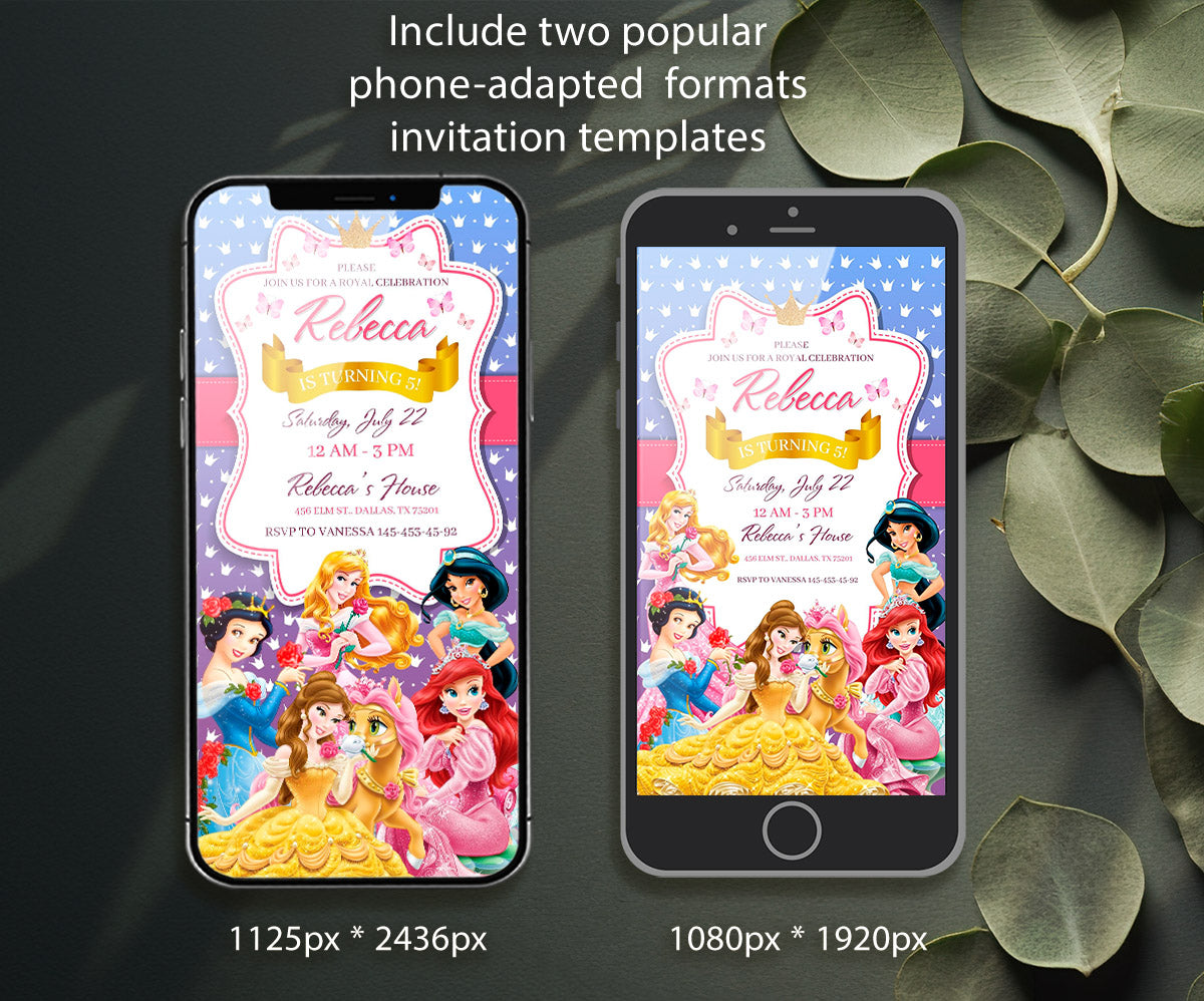 Disney Princess customizable invitation template | Share or Print | girl | BN051