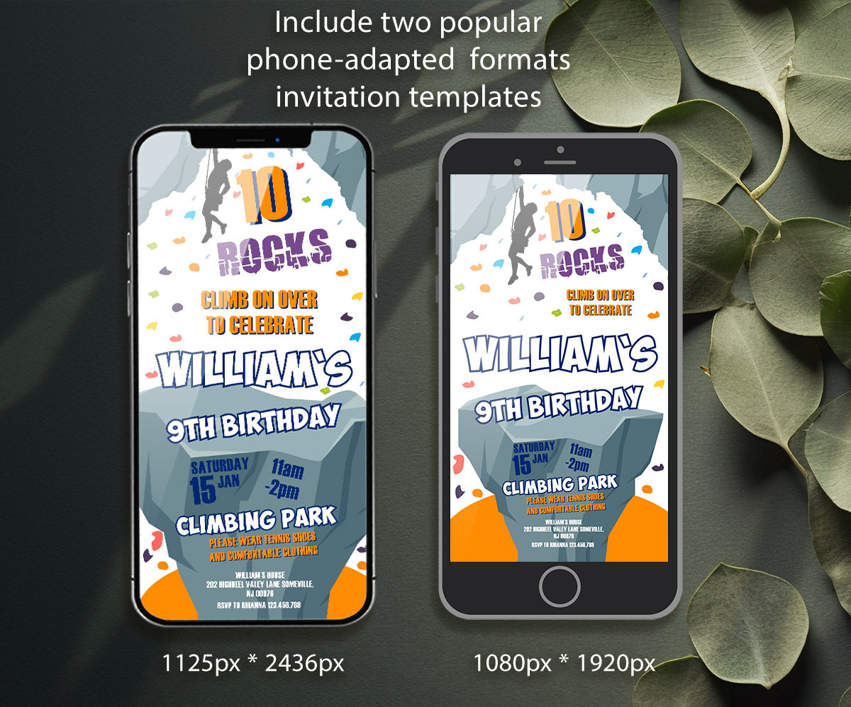 Rock Climbing customizable invitation template | Share or Print | LM693