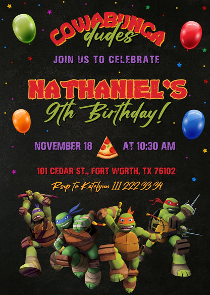 Teenage Mutant Ninja Turtles customizable invitation template | Share or Print | boy | JZ200