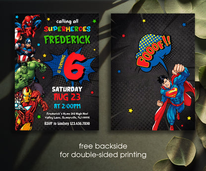 Avengers Marvel Superhero customizable invitation template | Share or Print | boy | OM573