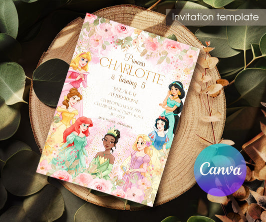Disney Princess customizable invitation template | Share or Print | girl | OO740