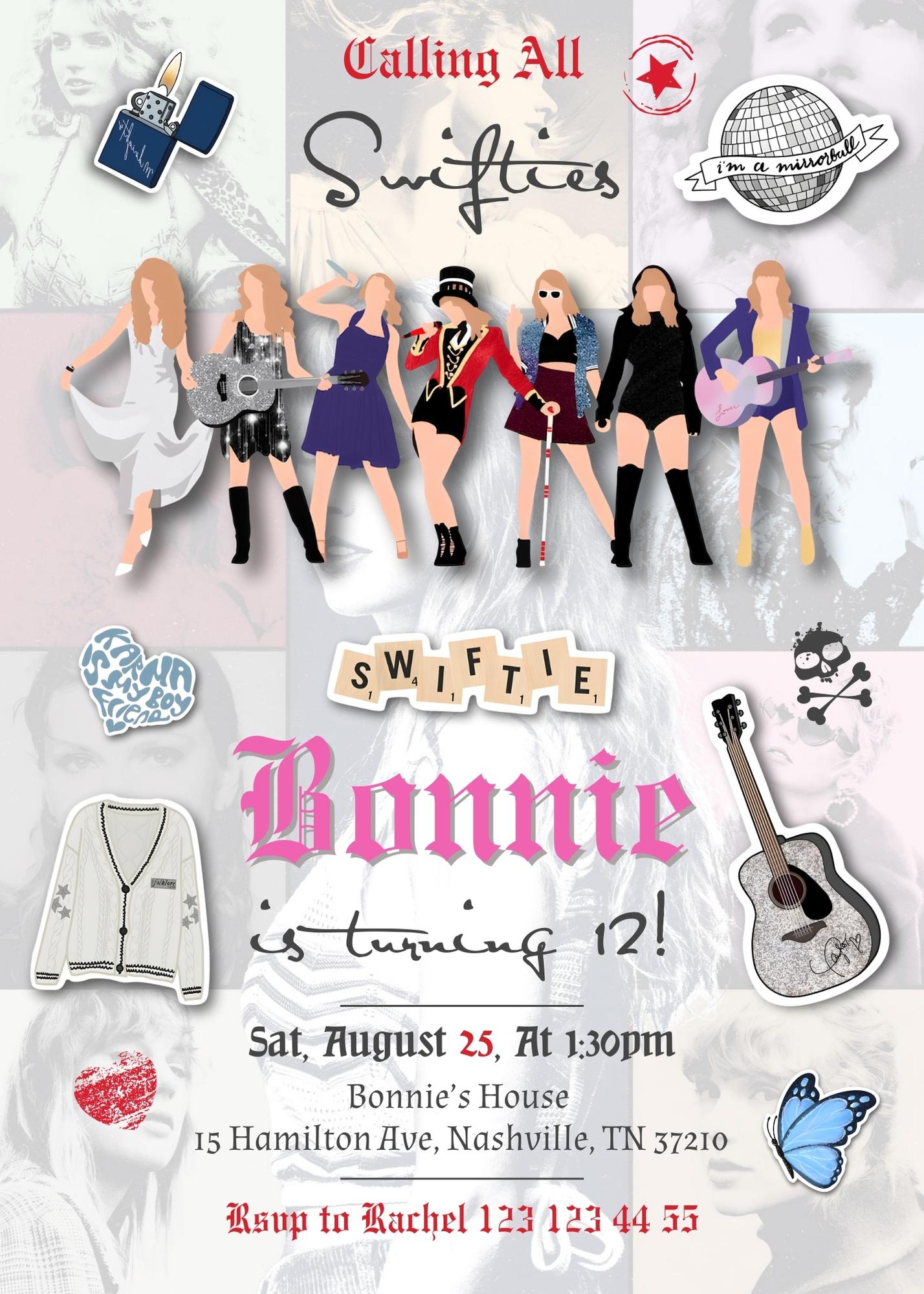 Taylor Swift Eras Tour customizable invitation template | Share or Print | girl | QG811