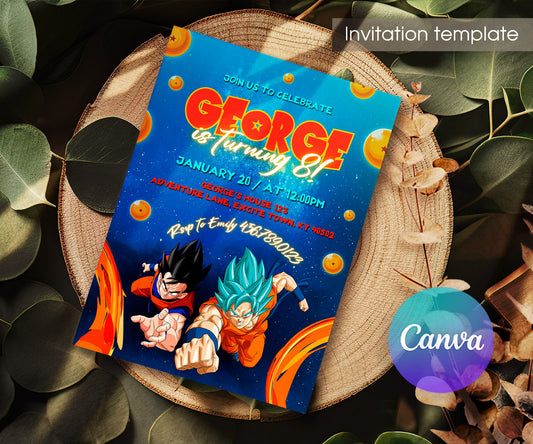 Dragon Ball Z Anime customizable invitation template | Share or Print | boy | NQ642