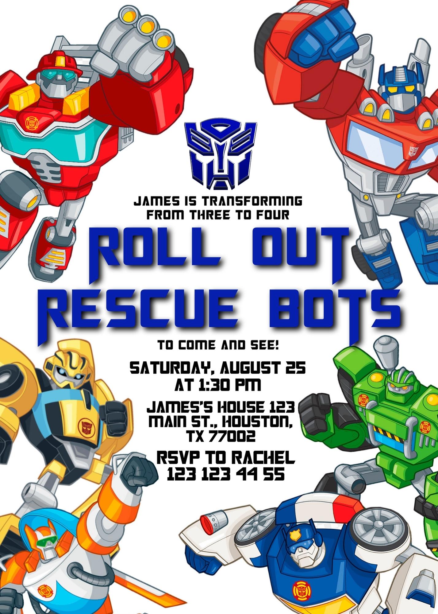 Transformers Rescue Bots customizable invitation template | Share or Print | boy | LC211