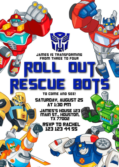 Transformers Rescue Bots customizable invitation template | Share or Print | boy | LC211