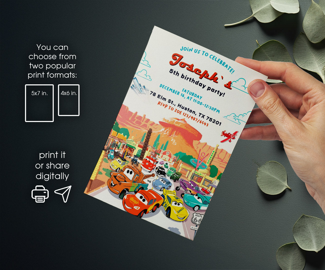 Cars Lightning McQueen customizable invitation template | Share or Print | boy | GI919