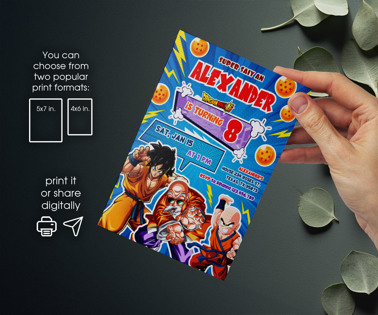 Dragon Ball Z Anime customizable invitation template | Share or Print | boy | LQ599