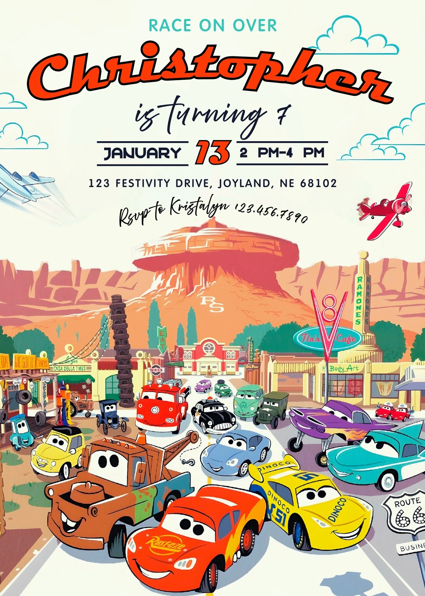 Cars Lightning McQueen customizable invitation template | Share or Print | boy | LC354