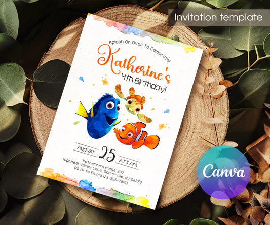 Finding Nemo customizable invitation template | Share or Print | DJ965
