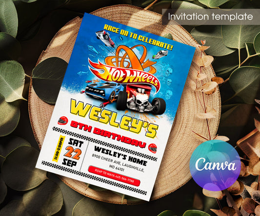 Hot Wheels Racing customizable invitation template | Share or Print | boy | DU255