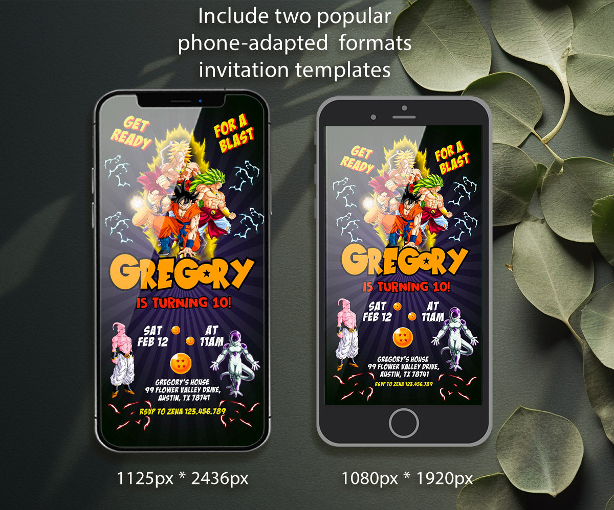 Dragon Ball Z Anime customizable invitation template | Share or Print | boy | LS891