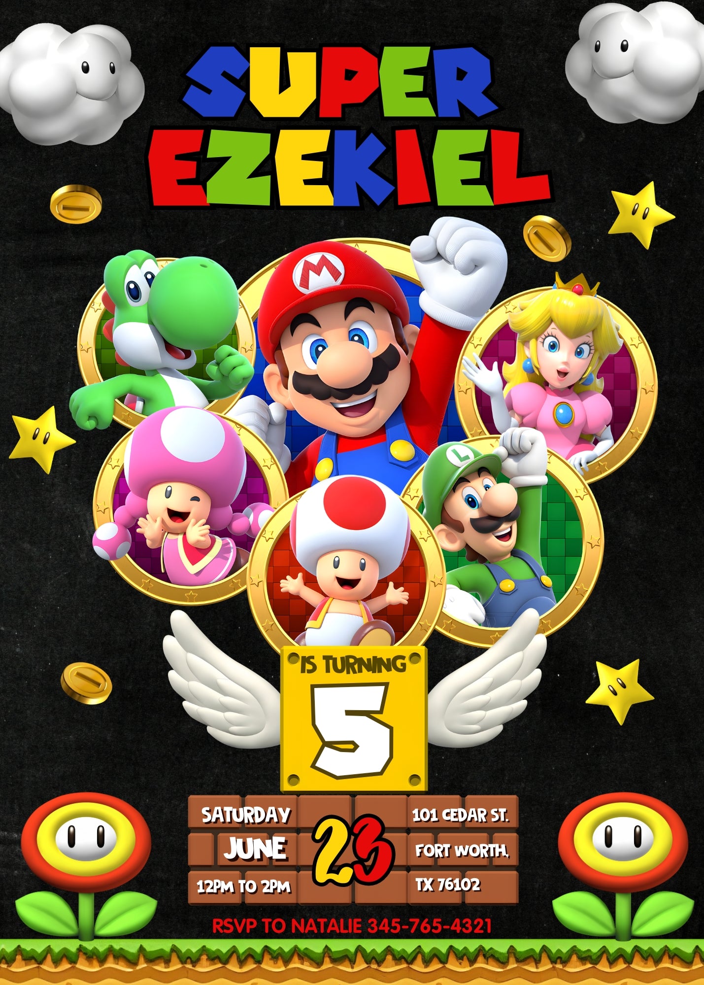 Super Mario Bros customizable invitation template | Share or Print | OW811