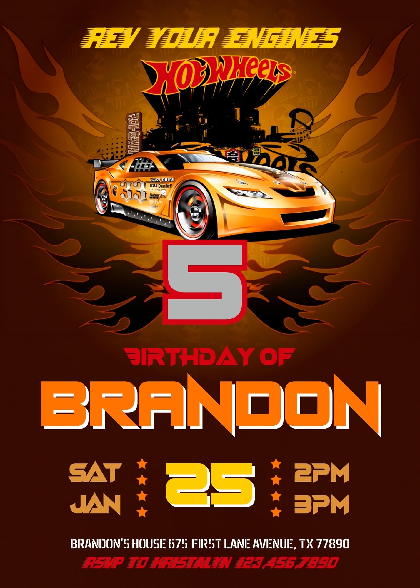 Hot Wheels Racing customizable invitation template | Share or Print | boy | II316