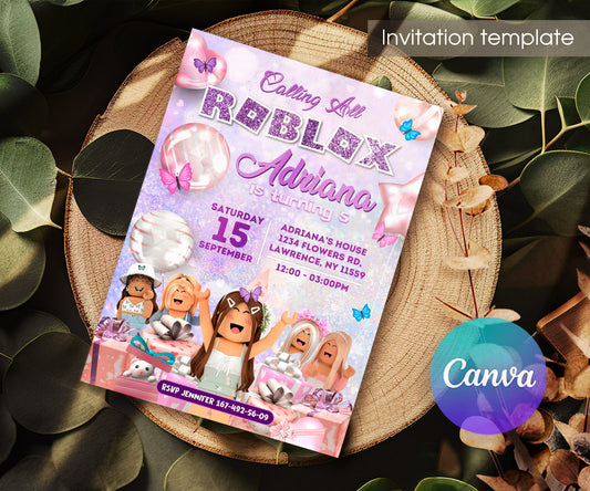Roblox Gamer customizable invitation template | Share or Print | TP396