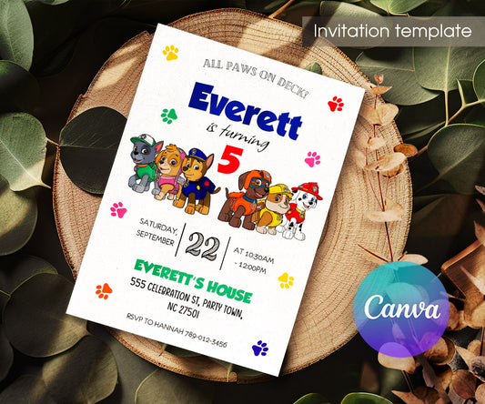 PAW Patrol customizable invitation template | Share or Print | GM364