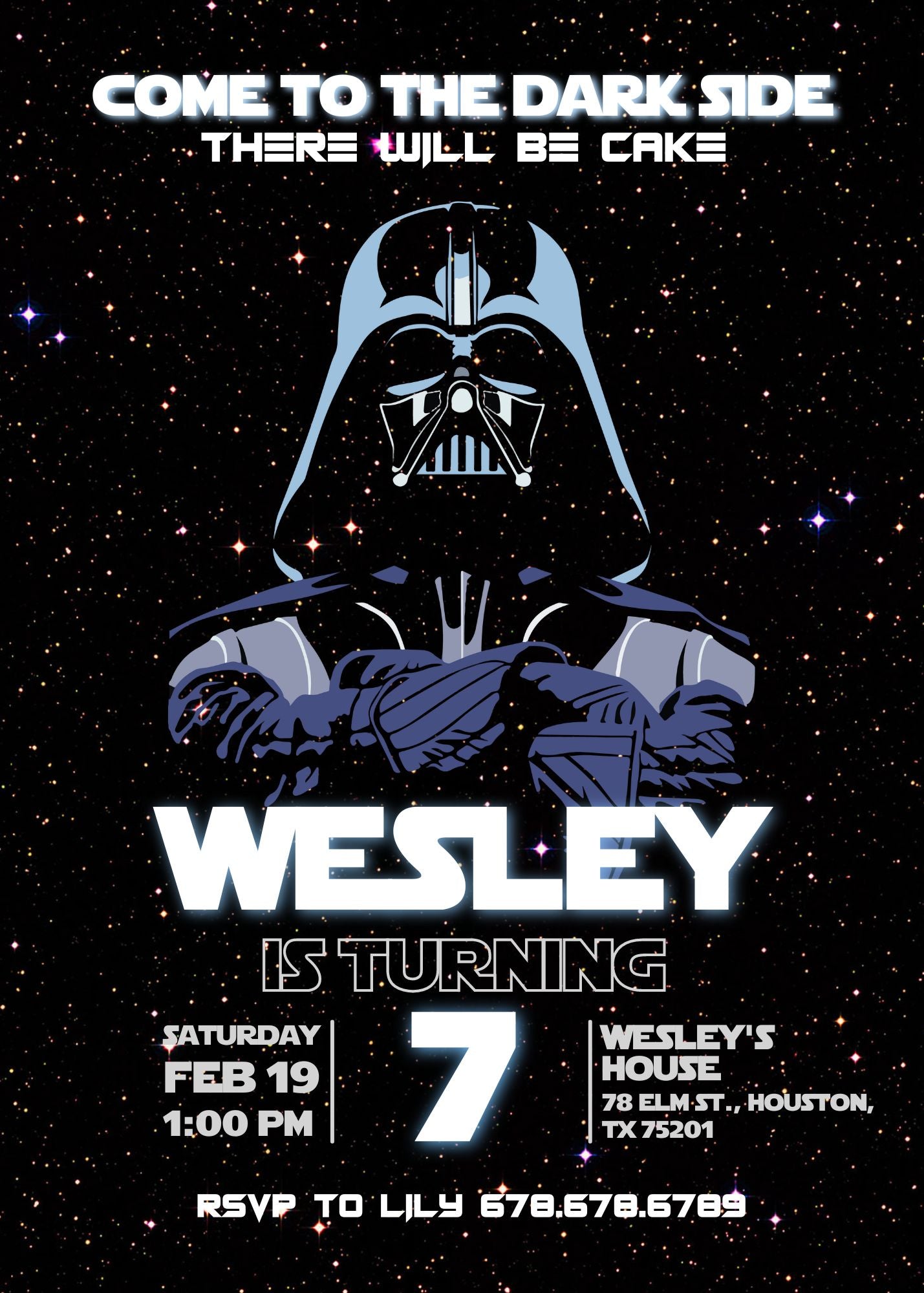 Star Wars Darth Vader customizable invitation template | Share or Print | boy | EO585