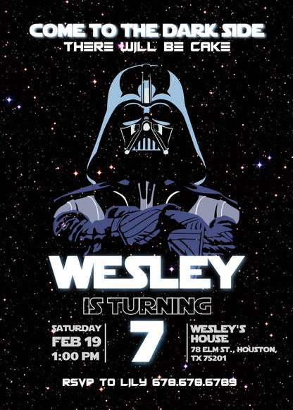 Star Wars Darth Vader customizable invitation template | Share or Print | boy | EO585