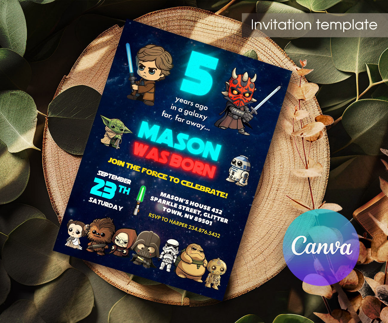 Star Wars Darth Vader customizable invitation template | Share or Print | boy | GF730