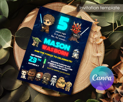 Star Wars Darth Vader customizable invitation template | Share or Print | boy | GF730