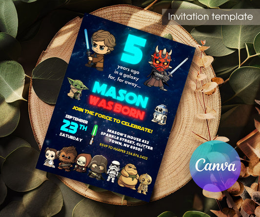 Star Wars Darth Vader customizable invitation template | Share or Print | boy | GF730