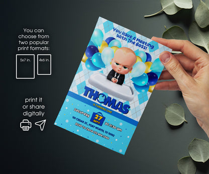 Baby Boss customizable invitation template | Share or Print | boy | WE826