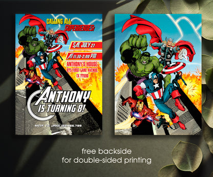 Avengers Marvel Superhero customizable invitation template | Share or Print | boy | MB782