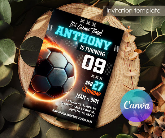 Soccer Champion League FC customizable invitation template | Share or Print | boy | SD229