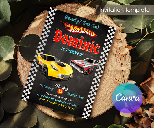 Hot Wheels Racing customizable invitation template | Share or Print | boy | QU191