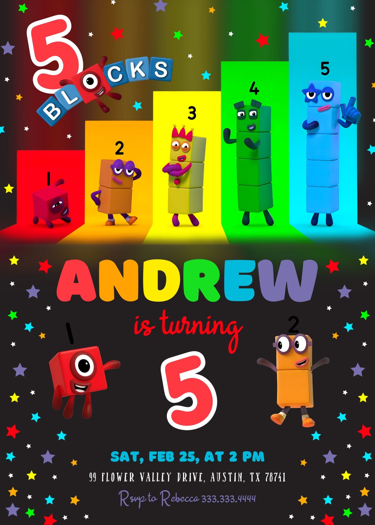Numberblocks customizable invitation template | Share or Print | YP632