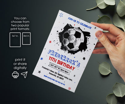 Soccer Champion League FC customizable invitation template | Share or Print | boy | NK135