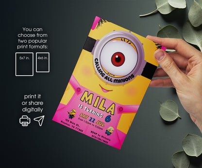 Minions Despicable Me customizable invitation template | Share or Print | SM539
