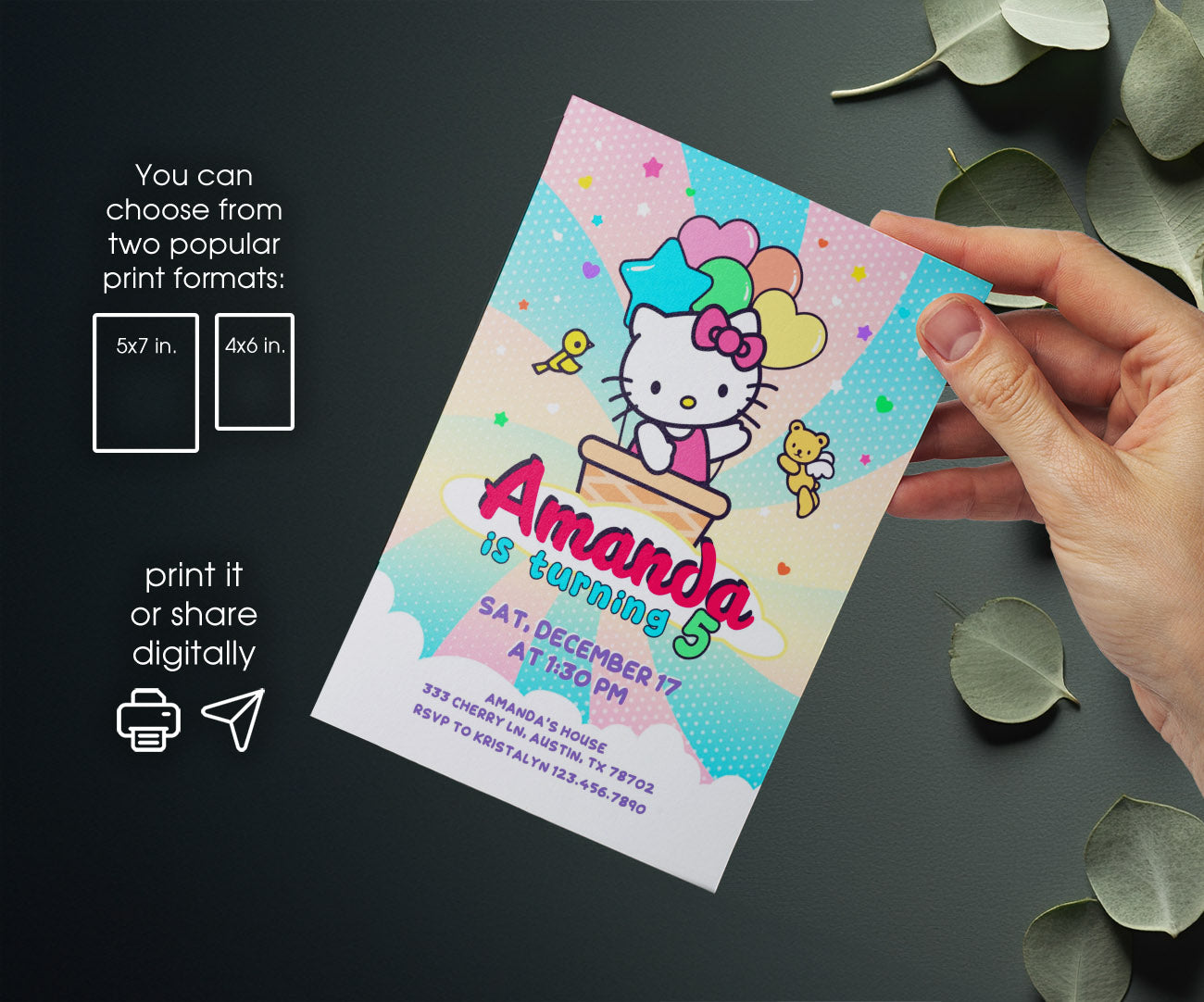 Hello Kitty Sanrio customizable invitation template | Share or Print | NE764