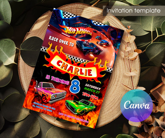 Hot Wheels Racing customizable invitation template | Share or Print | boy | HM158