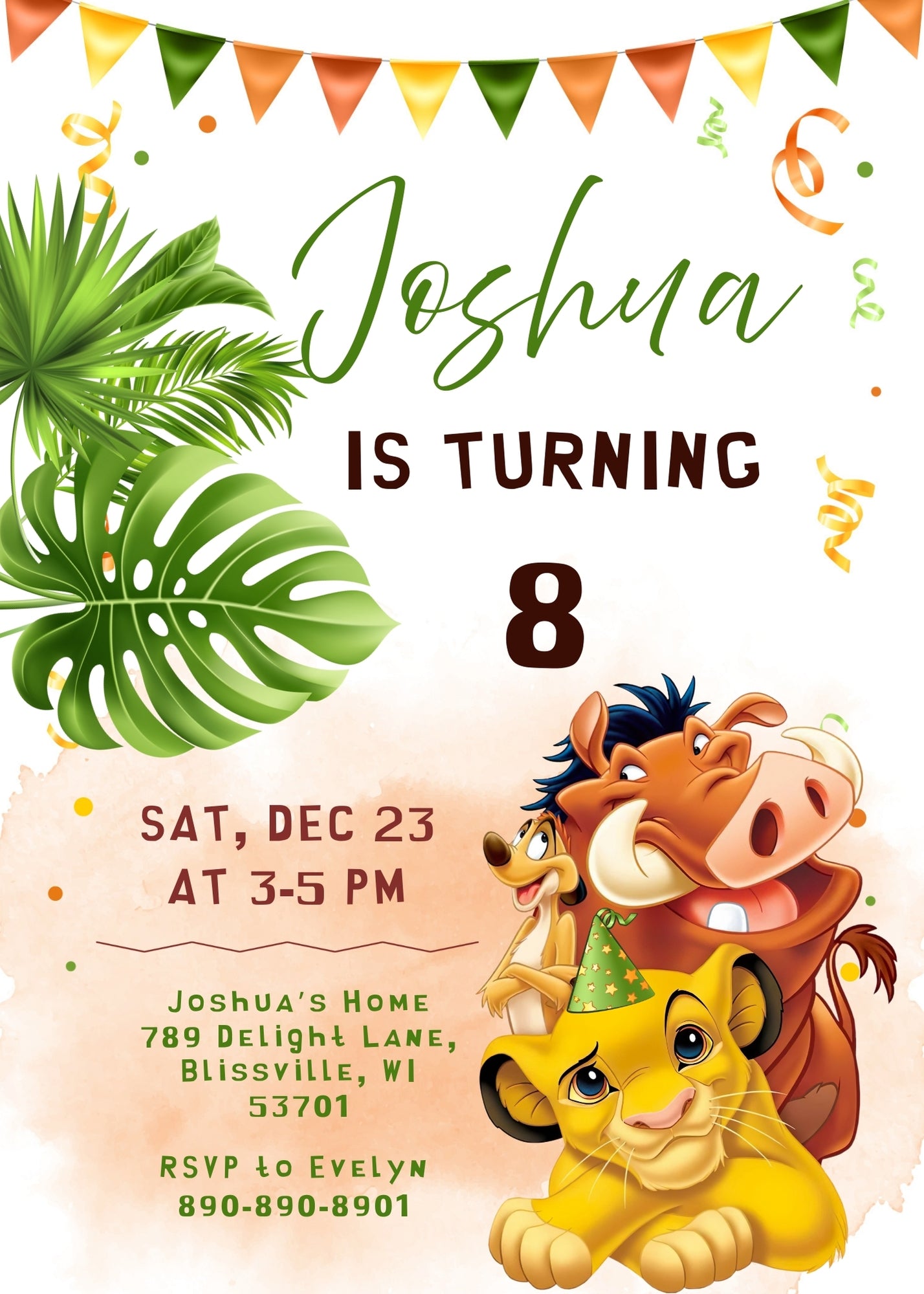 Lion King Simba customizable invitation template | Share or Print | AH303