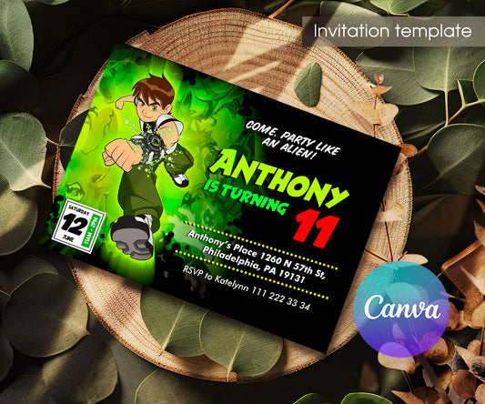 Ben 10 Alien Force customizable invitation template | Share or Print | boy | HF446