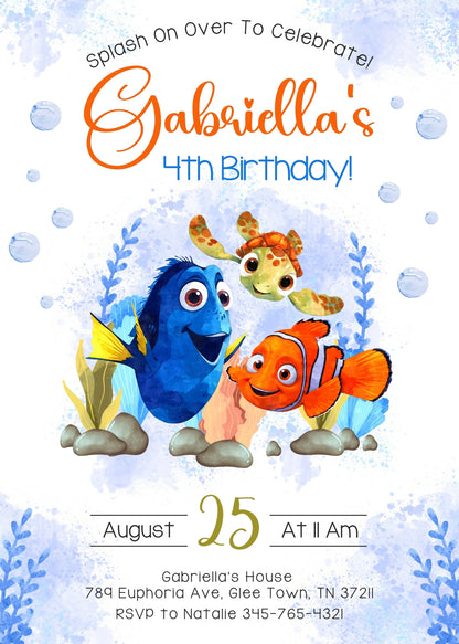 Finding Nemo customizable invitation template | Share or Print | DI061