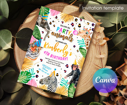 Animals Zoo Safari customizable invitation template | Share or Print | YT358