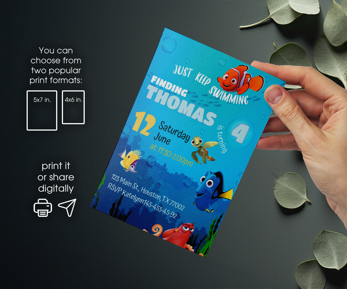 Finding Nemo customizable invitation template | Share or Print | FG808