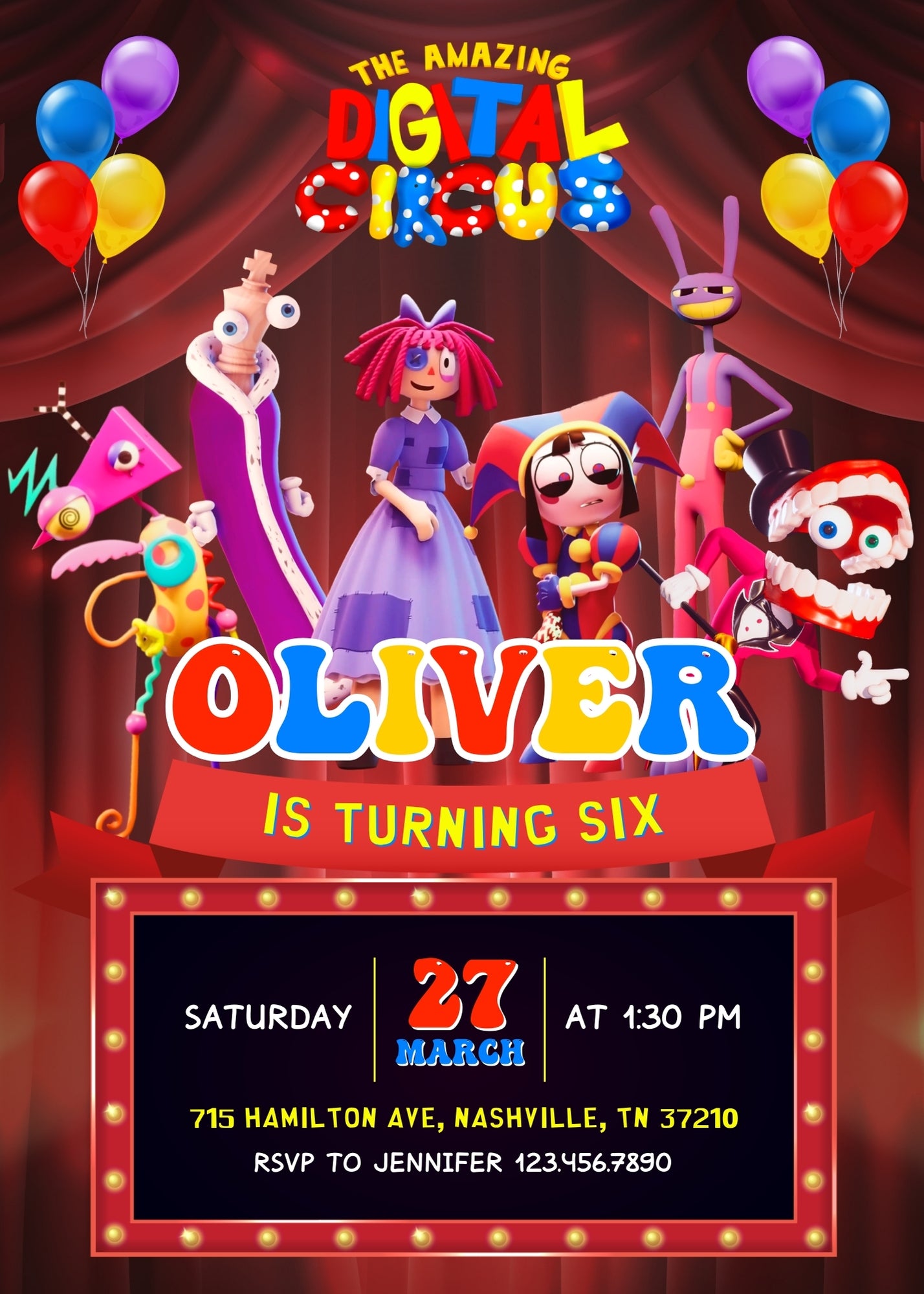 The Amazing Digital Circus customizable invitation template | Share or Print | JN136