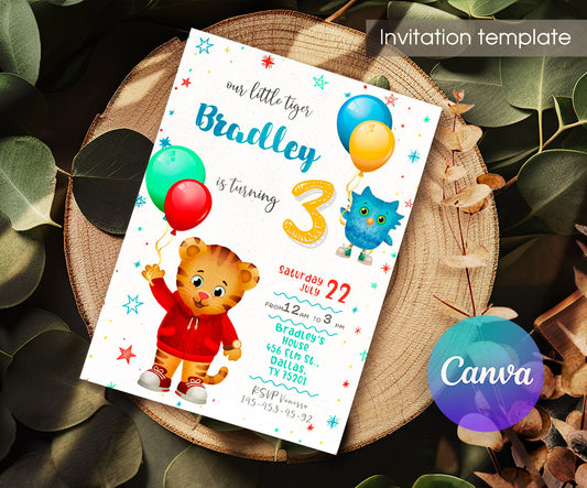 Daniel Tiger's Neighborhood customizable invitation template | Share or Print | IH261