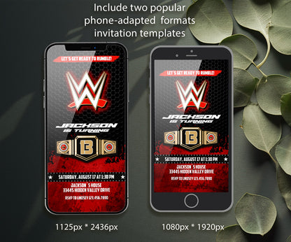 Wrestling WWE WrestleMania customizable invitation template | Share or Print | boy | NS868