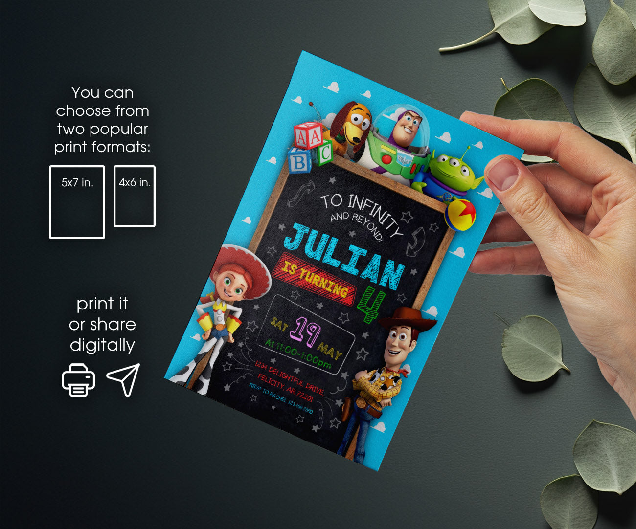 Toy Story Woody customizable invitation template | Share or Print | SH848