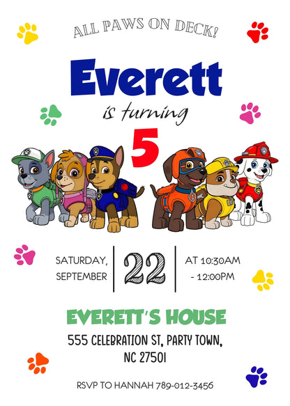 PAW Patrol customizable invitation template | Share or Print | GM364