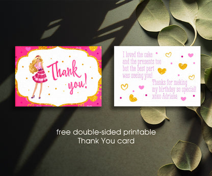 Barbie Pink customizable invitation template | Share or Print | girl | KM796
