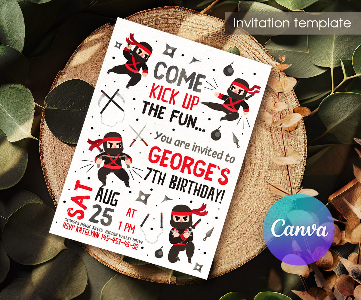 Ninja Kidz TV customizable invitation template | Share or Print | JH258