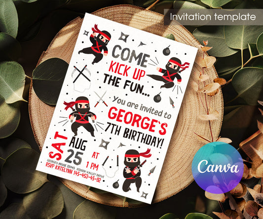 Ninja Kidz TV customizable invitation template | Share or Print | JH258