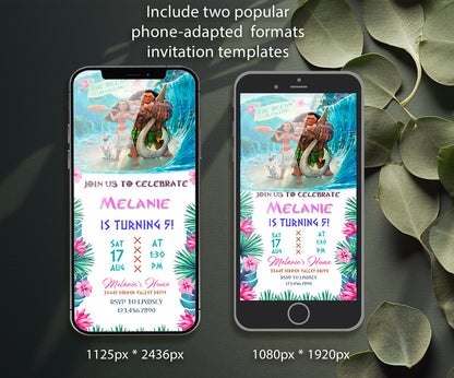 Moana Princess customizable invitation template | Share or Print | girl | WT661